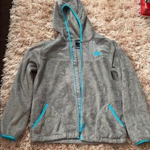 Grey/ light blue north face jacket